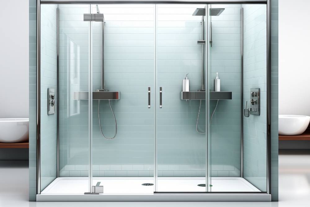 מקלחון עם זכוכית עבה