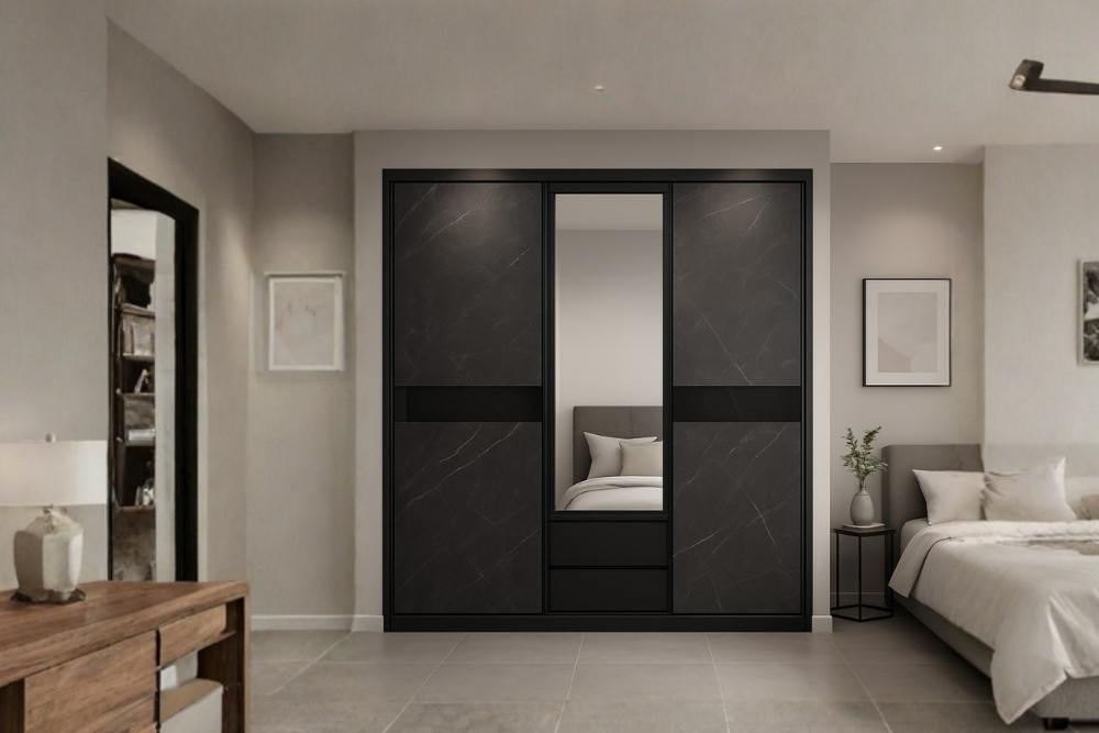 ארונות הזזה בטקסטורת בטון או מתכת