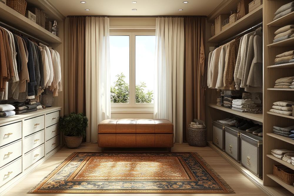 ארון בגדים עם מדפים פתוחים