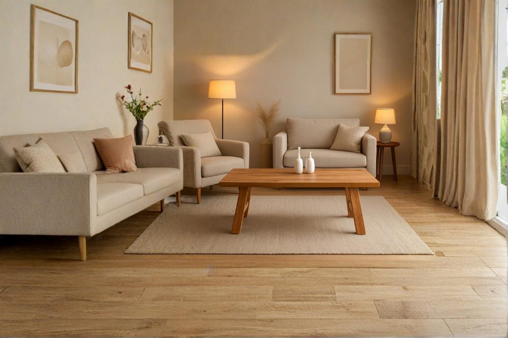 סלון עם שולחן ספא ושני כורסאות